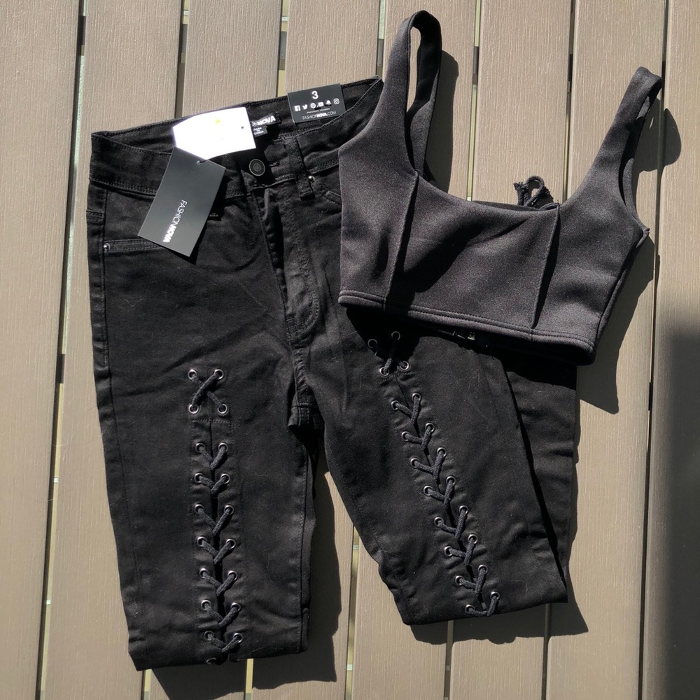 New Nova Lace Up Black jeans